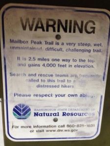 Day 0 - Mailbox Peak sign